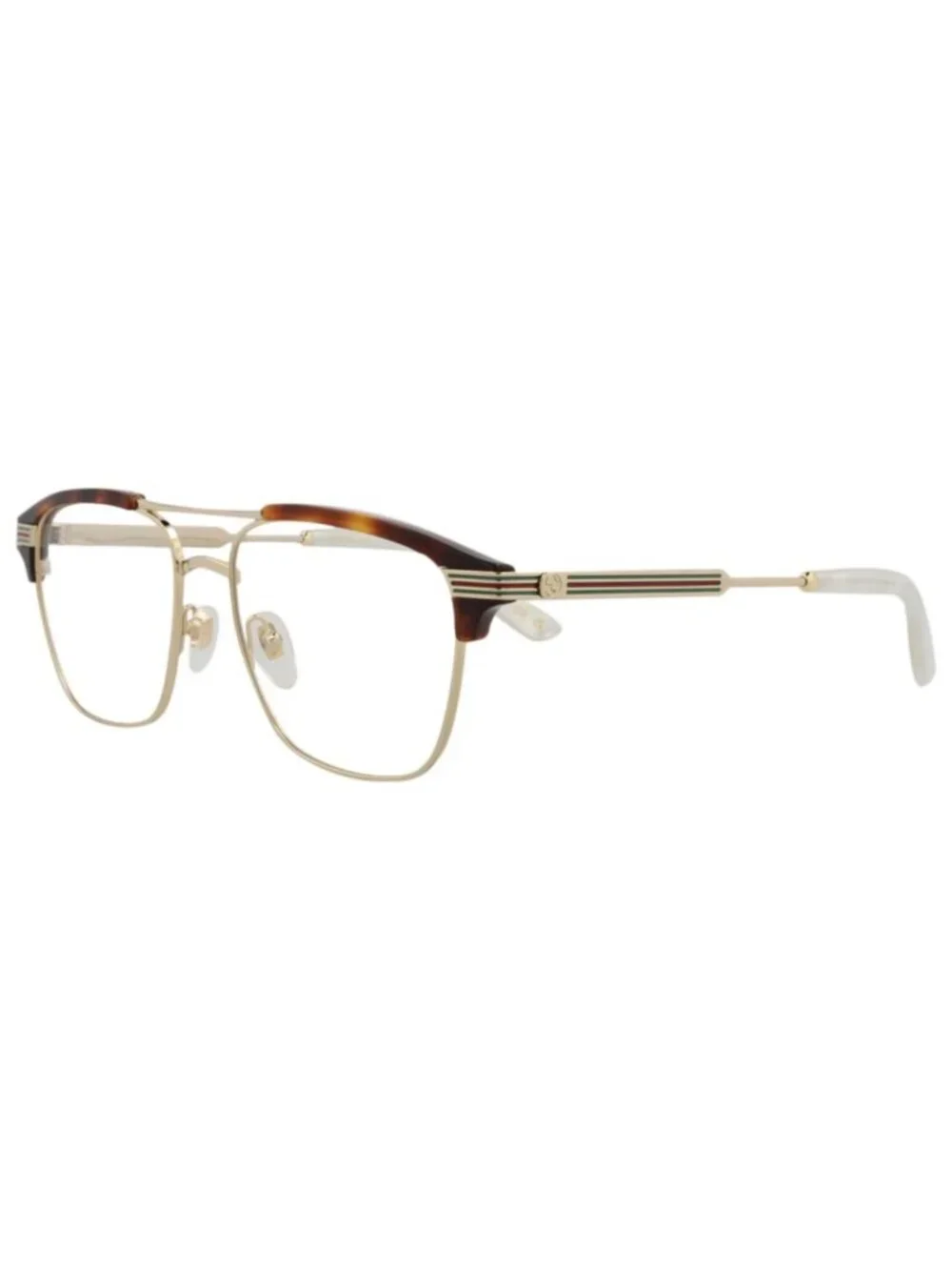 New Gucci Women's Eyeglasses Square Rectangle Metal Frame Mens Gold Gold